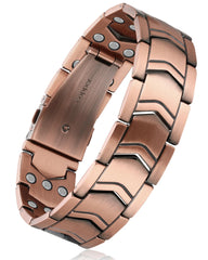 Feraco 3X Strength Copper Bracelet wrist close-up highlighting durable copper and magnets for daily wear.