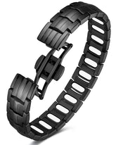 Feraco 5X strength magnetic bracelet front view in black titanium for daily comfort
