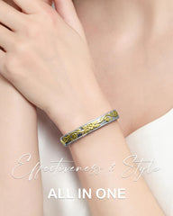 Feraco adjustable open-bangle featuring easy squeeze fit