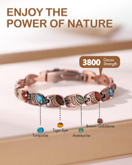 Feraco Bohemia Gemstone Magnetic Bracelet shows an eye-shaped setting for bold fashion.