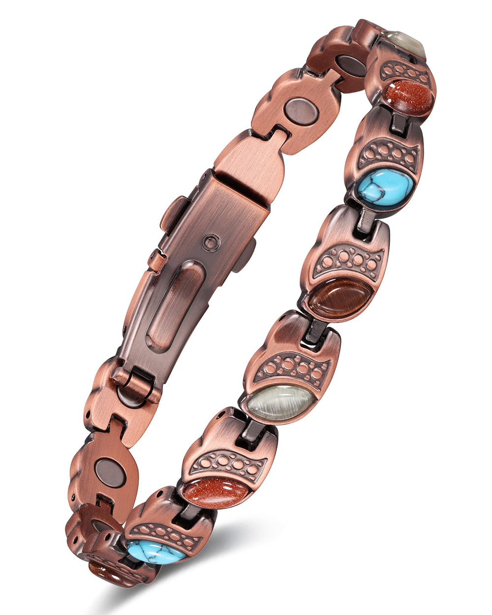 Feraco Bohemia Gemstone Magnetic Bracelet with turquoise stone for everyday style.