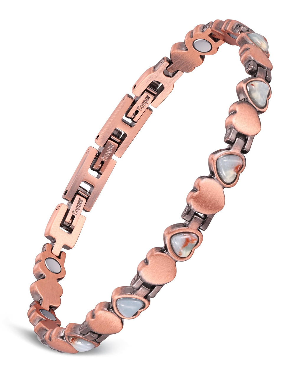 Feraco Bohemia heart gemstone bracelet with heliotrope inlay for elegant daily wear.