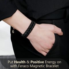 Feraco classic black finish titanium steel bracelet for versatile outfits