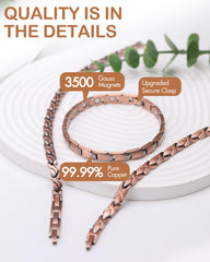 Feraco copper bracelet magnet closeup emphasizes strong neodymium magnets