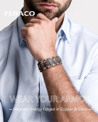 Feraco copper bracelet magnets inside view emphasizing balanced energy potential during daily routines