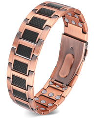 Feraco copper bracelet for men, closeup of the 3x strength design for daily wear.