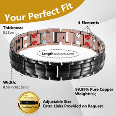 Feraco copper bracelet with embedded stones in magnetic-inspired design