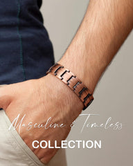 Feraco bracelet close-up with four-element stones highlights intricate detailing.
