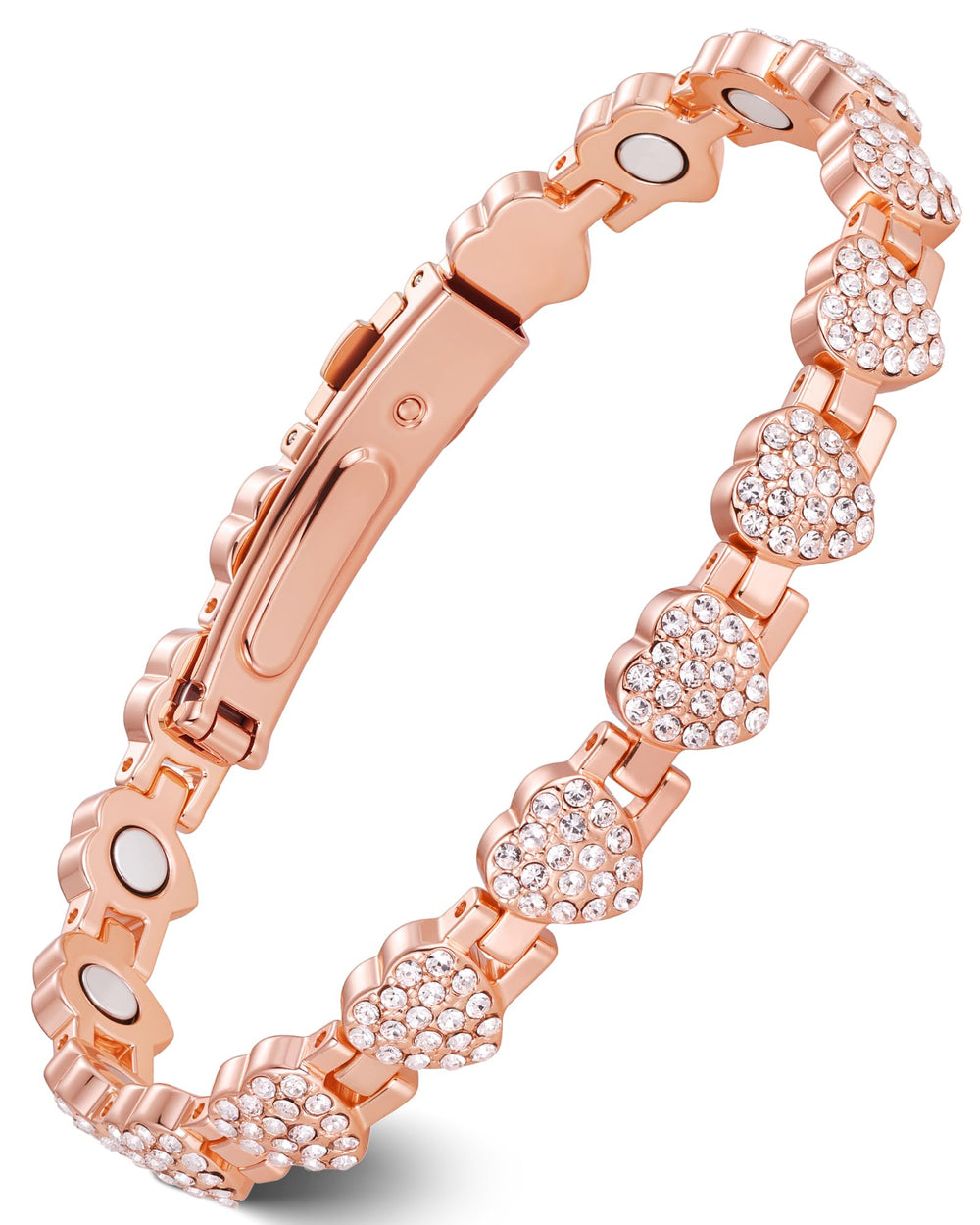 Feraco heart-link copper bracelet with cubic zirconia for refined daily wear.
