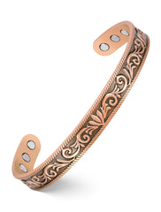 Feraco copper magnetic bracelet for women close-up, highlighting design and lasting shine for daily wear.