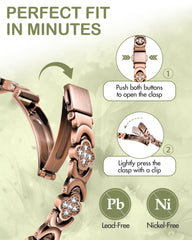 Feraco infinity-clover zirconia detail add sparkle and symbolism to the bracelet.
