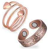 Feraco magnetic copper ring front view with heart design offers adjustable fit for daily elegance