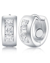 Feraco magnetic hoop earring with CZ sparkle front view for daily wear