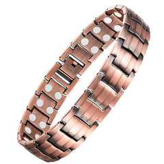 Feraco men's copper bracelet close-up shows pure copper and hypoallergenic surface