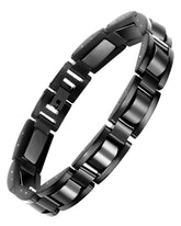 Feraco men's magnetic bracelet closeup with hematite stones for daily wear.