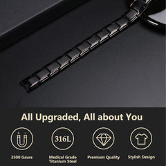 Feraco magnetic bracelet titanium steel material offers hypoallergenic comfort for sensitive skin