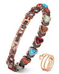 Feraco Heart Bloom copper bracelet with turquoise inlay for elegant everyday wear