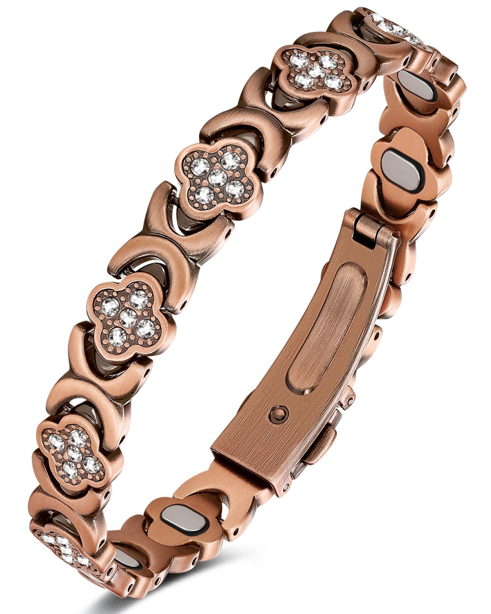 Feraco Pure Copper Bracelet close-up with cubic zirconia for everyday elegance