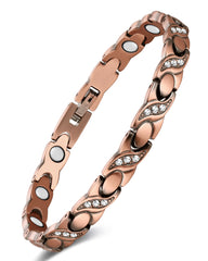 Feraco pure copper bracelet for women with infinity X links shining