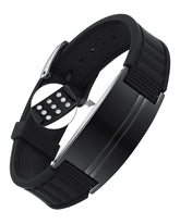 Feraco ultra-strength magnetic bracelet close-up with blue carbon fiber design for style.