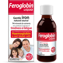 Feroglobin liquid 500ml bottle front for easy daily iron support.