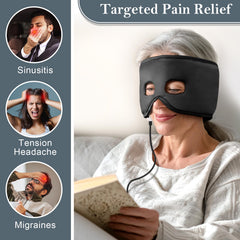 FERVORSOFT Silk Sinus Mask worn for soothing forehead and eye warmth during use