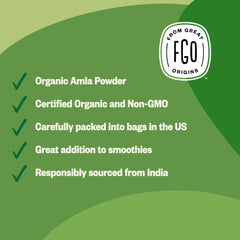 Pouring FGO amla powder into a bowl for easy incorporation