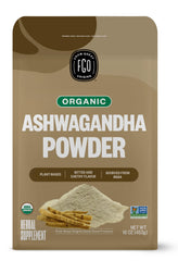 FGO Ashwagandha root powder bulk bag ready for easy daily use.