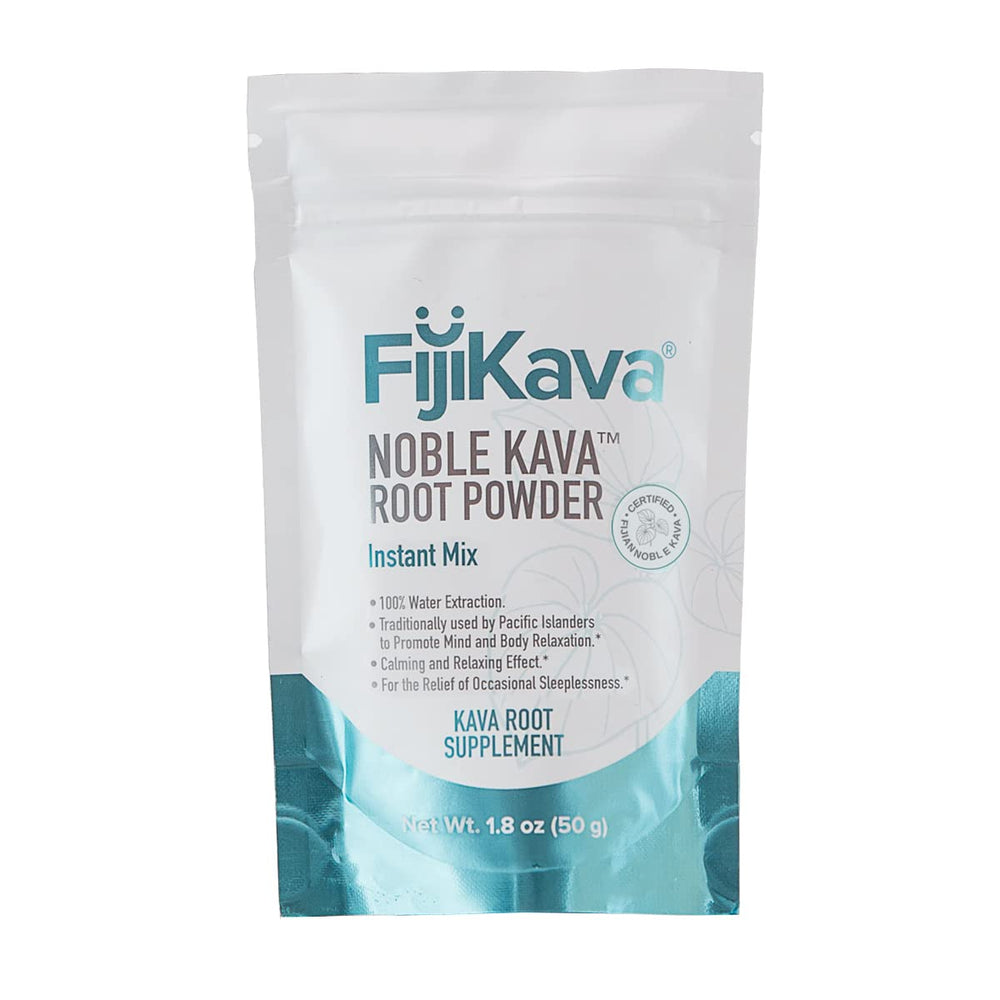 FijiKava instant kava powder jar for quick relaxation on busy evenings.