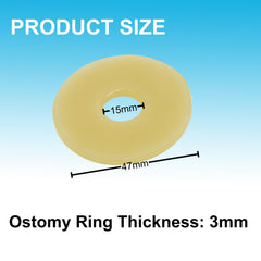 Filigan ostomy barrier ring 47mm 3mm thick demonstrates precise dimensions for coverage.