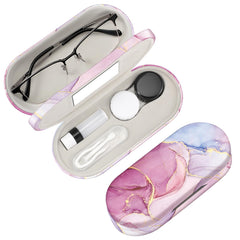 FINTIE 2-in-1 case front view in dreamy marble, portable and organized.