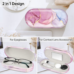 FINTIE 2-in-1 case open with compartments for glasses and lenses.
