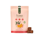 Fiome Fiber Bites tub closeup showing 5g fiber per bite and banana cinnamon flavor