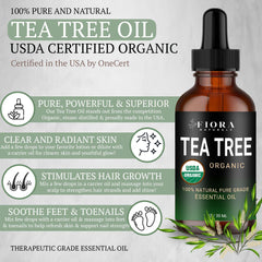 Fiora Naturals Tea Tree Oil diffuser scene highlighting therapeutic aroma.