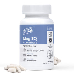 FIQ Mag IQ Glycinate bottle front view for easy daily magnesium supplementation.