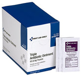 First Aid Only paq. triple antibiótico para heridas leves, uso rápido.