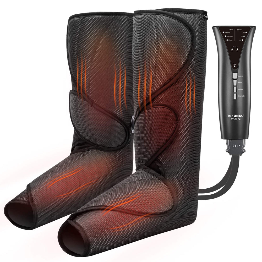 FIT KING leg massager front view showing compact design and heat feature for warmth