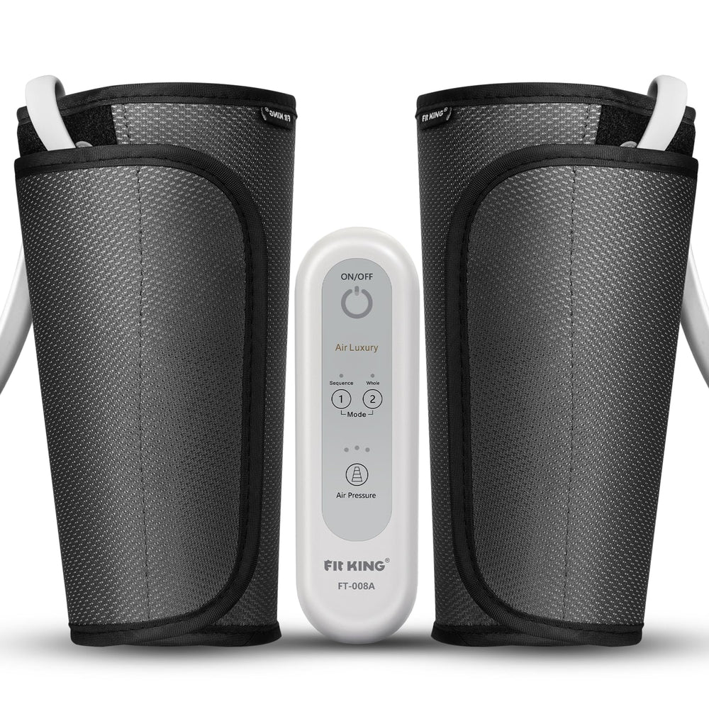 FIT KING Calf Massager worn on leg with adjustable wrap for targeted relaxation.