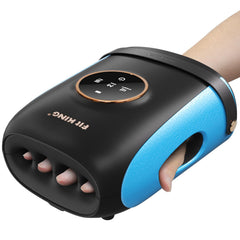FIT KING cordless hand massager showing palm compression and heat for relaxation