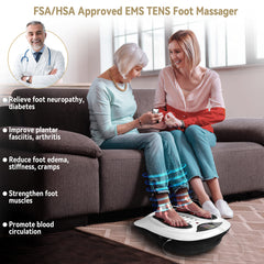 FIT KING EMS-TENS Foot Massager with pads illustrates versatile home therapy options.
