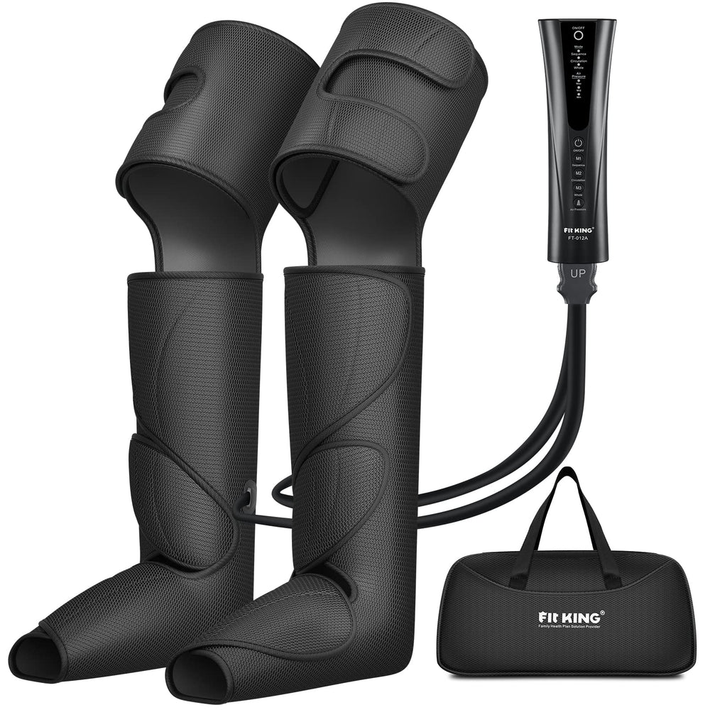 FIT KING foot and leg massager wrapping from feet to thighs for full coverage.