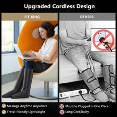 Fit King no-hose full-leg massage design enables fast on-the-go therapy.