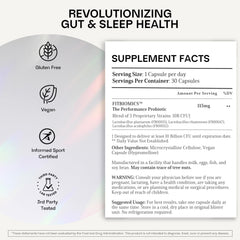 FITBIOMICS Nella label closeup highlights three Lactobacillus strains for holistic health
