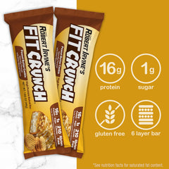 FITCRUNCH gluten-free PB cookie bar suitable for gluten-conscious snacking.