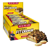FITCRUNCH peanut butter 6-layer baked bar close-up highlighting protein boost