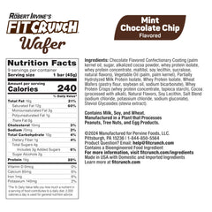 FITCRUNCH Mint Chocolate Chip wafer bars close-up highlighting crisp wafer texture and rich flavor