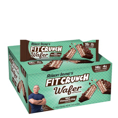 FITCRUNCH Mint Chocolate Chip wafer bars pack front showing nine bars for on-the-go protein
