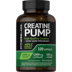 Fitness Labs Creatine Capsules bottle front view, signaling purity and potency.
