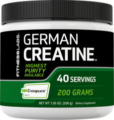 Fitness Labs Creatine Powder bottle-front with Creapure monohydrate for pure workout fuel