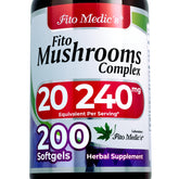 FITO MEDIC'S Mushroom Complex softgels in a bottle for easy daily use, supporting vitality.